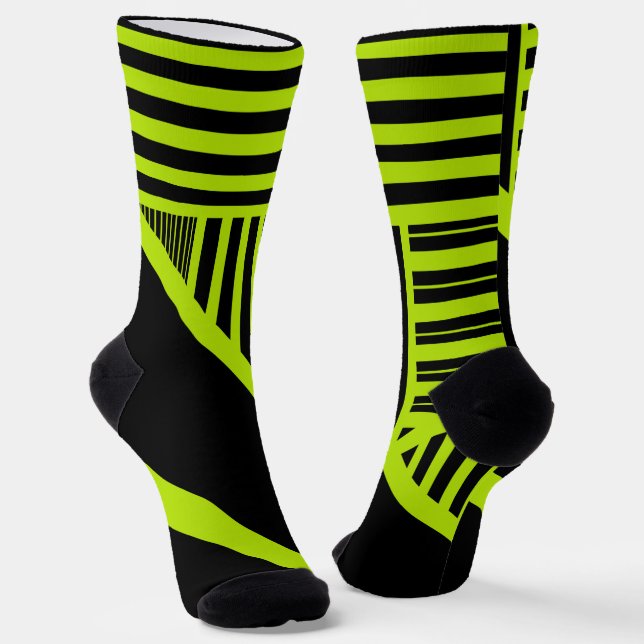 Chaussette Bandes triangulaires - Vert citron (Angulaire)