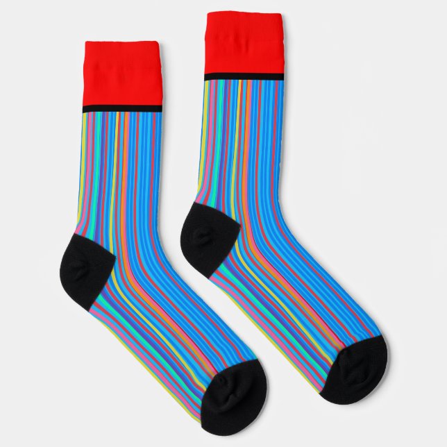 Chaussette Bandes verticales géométriques rouge dessus (Droite)