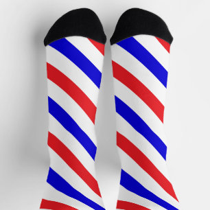 Chaussette Barbier en diagonale rouge, blanc et bleu