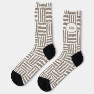 Chaussette Barres de quatre en marron avec votre nom