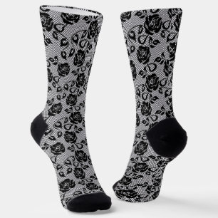 Chaussette Bas résille à dentelle noire fausse romantique
