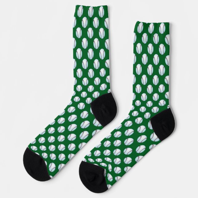 Chaussette Baseballs on Team Color Green (Gauche)