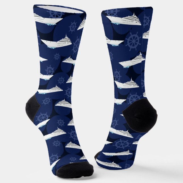 Chaussette Bateau De Croisière Marine Bleu Et Blanc Voile (Angulaire)