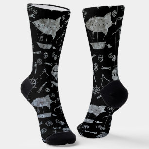 Chaussette Bateaux Steampunk Silver Zinc Subtilement Monograp