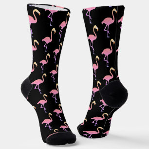 Chaussette Beaux Flamants roses roses sur Black Crew