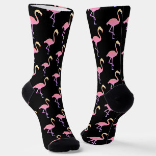 Chaussette Beaux flamants roses sur un Crew noir