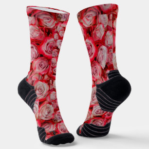 Chaussette Beaux roses en bouquet rose et rouge