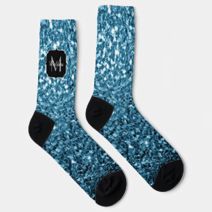 Chaussette Bébé faux paillettes scintillantes bleu clair Mono