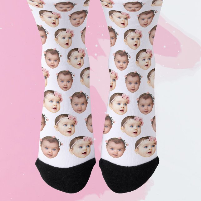 Chaussette Bébé personnalisé mignon enfants Visage 2 Photos C (Créateur téléchargé)
