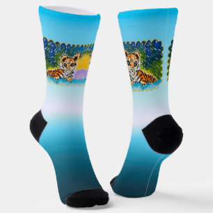 Chaussette Bébé Tigre "Art par les enfants"