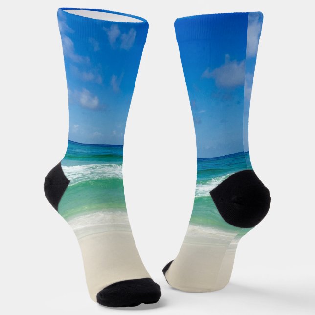 Chaussette Belle plage Cool Blue Ocean Waves Photographie (Angulaire)