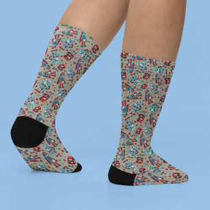 Chaussette Belle Robots Rétro Sci-Fi Thème