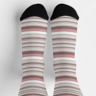 Chaussette Belles rayures brunes blanches