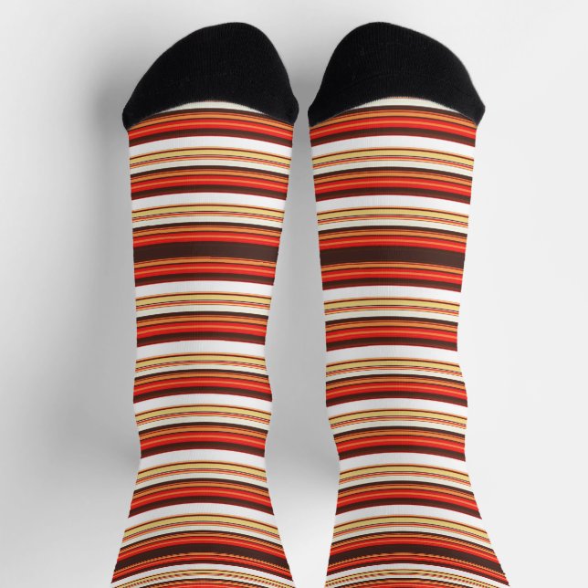 Chaussette Belles rayures rouges brun (Haut)
