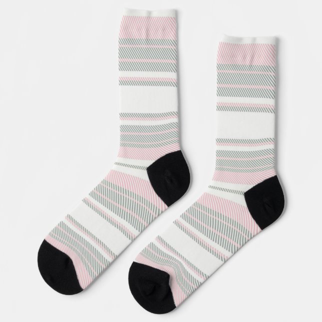 Chaussette Belles rayures transparentes gris pâle blanc rose (Gauche)