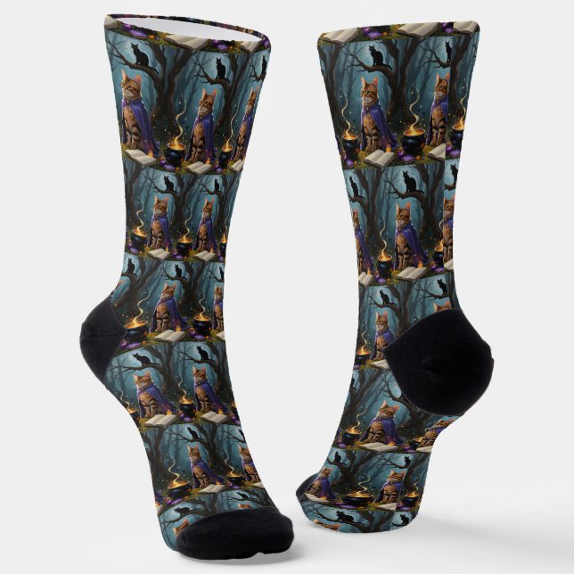 Chaussette Bengale Chat Whimsical Halloween Peinture (Angulaire)