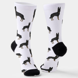 Chaussette Bi-noir berger allemand mignon Motif de dessin ani