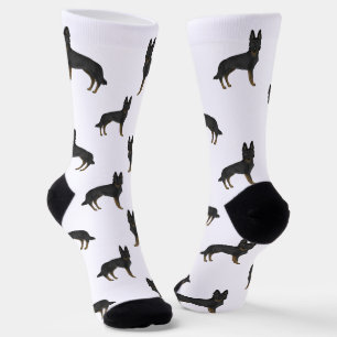 Chaussette Bi-noir berger allemand mignon Motif de dessin ani