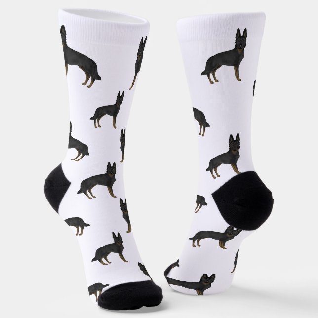 Chaussette Bi-noir berger allemand mignon Motif de dessin ani (Angulaire)