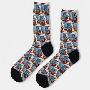 Chaussette Bichon Frise dans un traîneau Laissez neige Noël