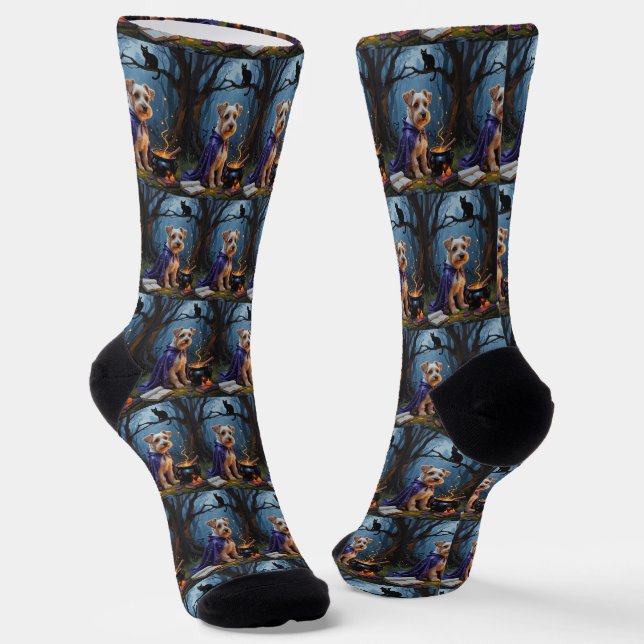 Chaussette Biewer Terrier Chien Whimsical Halloween Peinture (Angulaire)