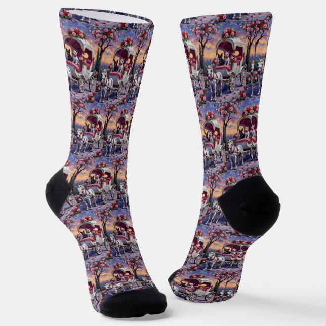 Chaussette Biewer Terrier Dog Valentine's Day (Angulaire)
