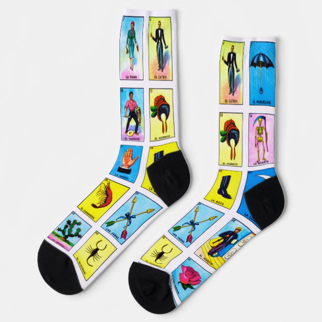 Chaussette Bingo Game Cards, Spanish Crew Socks (Gauche)
