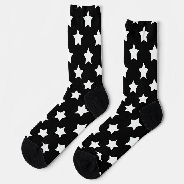 Chaussette Black White Stars Motif Décor (Gauche)