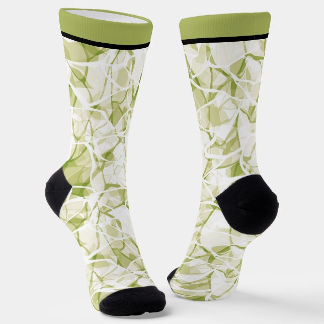 Chaussette blanc d'olive abstrait motif moderne tendance (Angulaire)