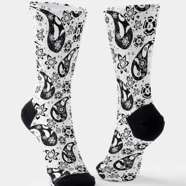 Chaussette Blanc Floral Paisley Design Motif (Créateur téléchargé)