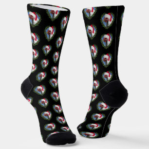 Chaussette Blanc Plymouth Rock Poulet Wreath Noël