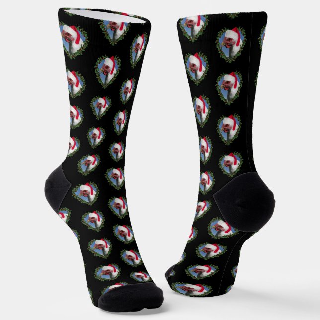 Chaussette Blanc Plymouth Rock Poulet Wreath Noël (Angulaire)