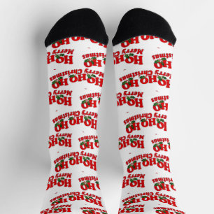 Chaussette Blanc rouge ho ho père Noël Christmas