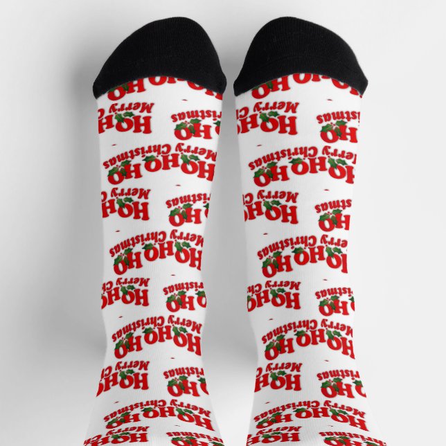 Chaussette Blanc rouge ho ho père Noël Christmas (Haut)