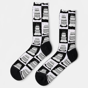 Chaussette Blancs noir À damiers bloc