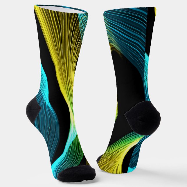Chaussette bleu Abstrait jaune et noir (Angulaire)