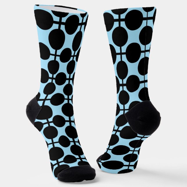 Chaussette Bleu clair avec géométrie noire (Angulaire)
