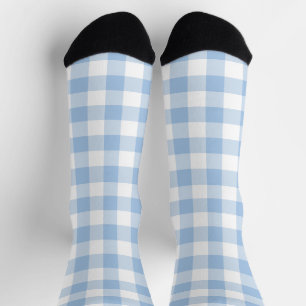 Chaussette Bleu clair et blanc En vichy chèque plaqué