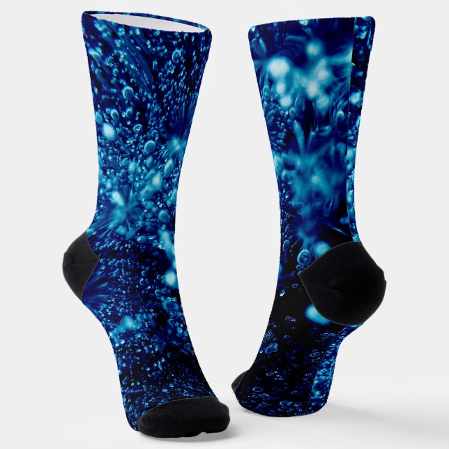 Chaussette Bleu étincelles Abstraites bulles congelées (Angulaire)