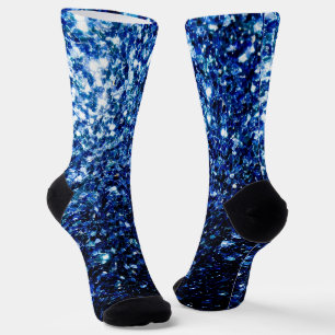 Chaussette Bleu foncé profond brillant faux paillettes scinti