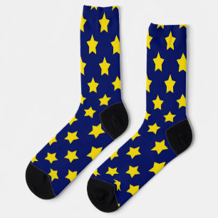 Chaussette Bleu Jaune Etoiles Motif