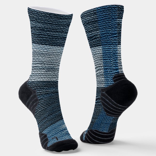 Chaussette Bleu Jean patchwork burlap. (Angulaire)