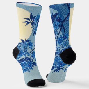 Chaussette Bleu Moonlit Arbre : Japonais Cerisier Fleur Nuit