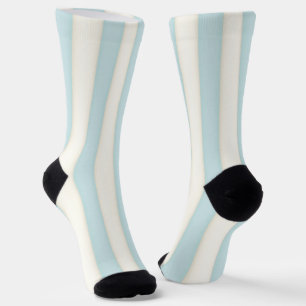Chaussette Bleu pâle et blanc, bandes verticales