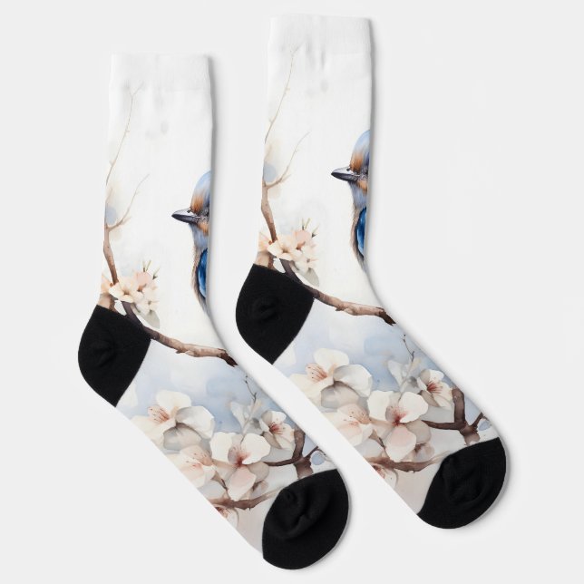 Chaussette Bleu printanier dans l'arbre florissant (Droite)