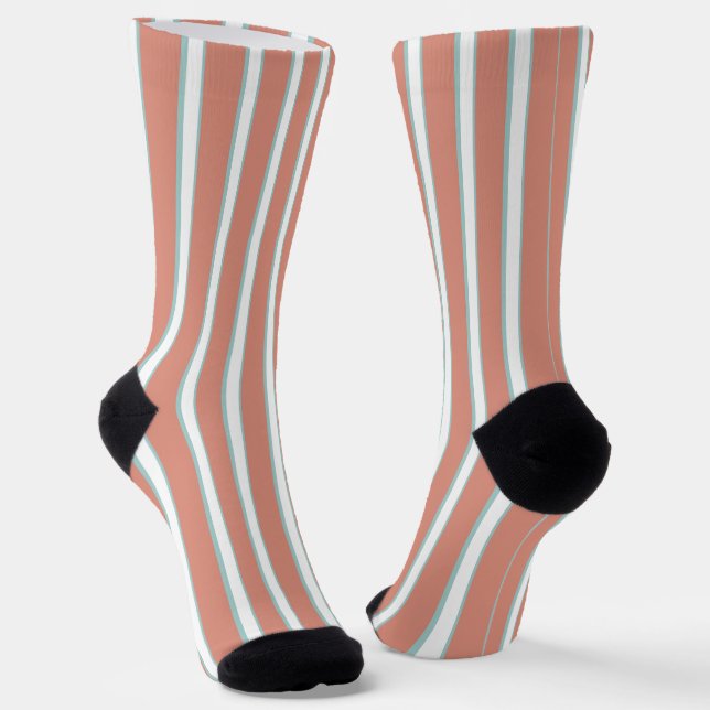 Chaussette Bleu, rose et blanc rayures motif (Angulaire)