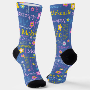 Chaussette Bleu rose jaune filles McKenzie nom