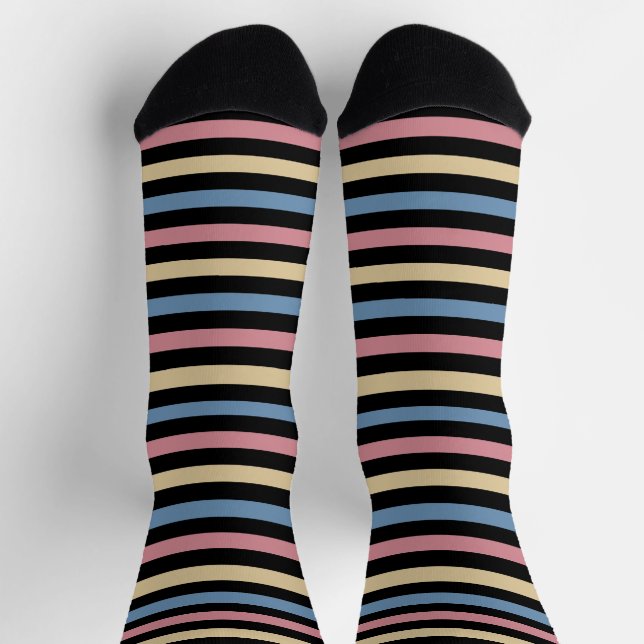 Chaussette Bleu rose or noir (Haut)