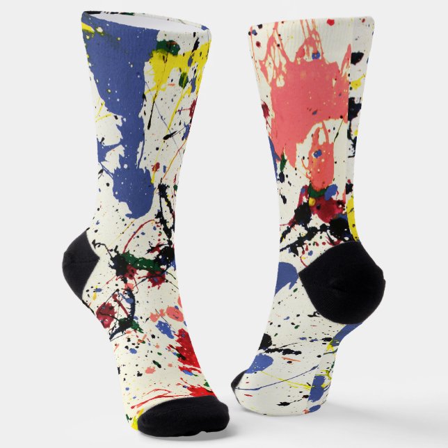 Chaussette Bleu Rouge Peinture noire (Angulaire)
