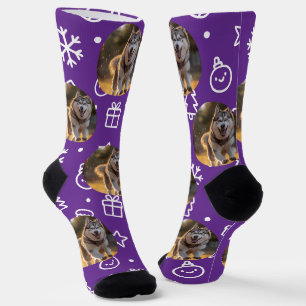 Chaussette Blob de photo personnalisé - Husky d'hiver